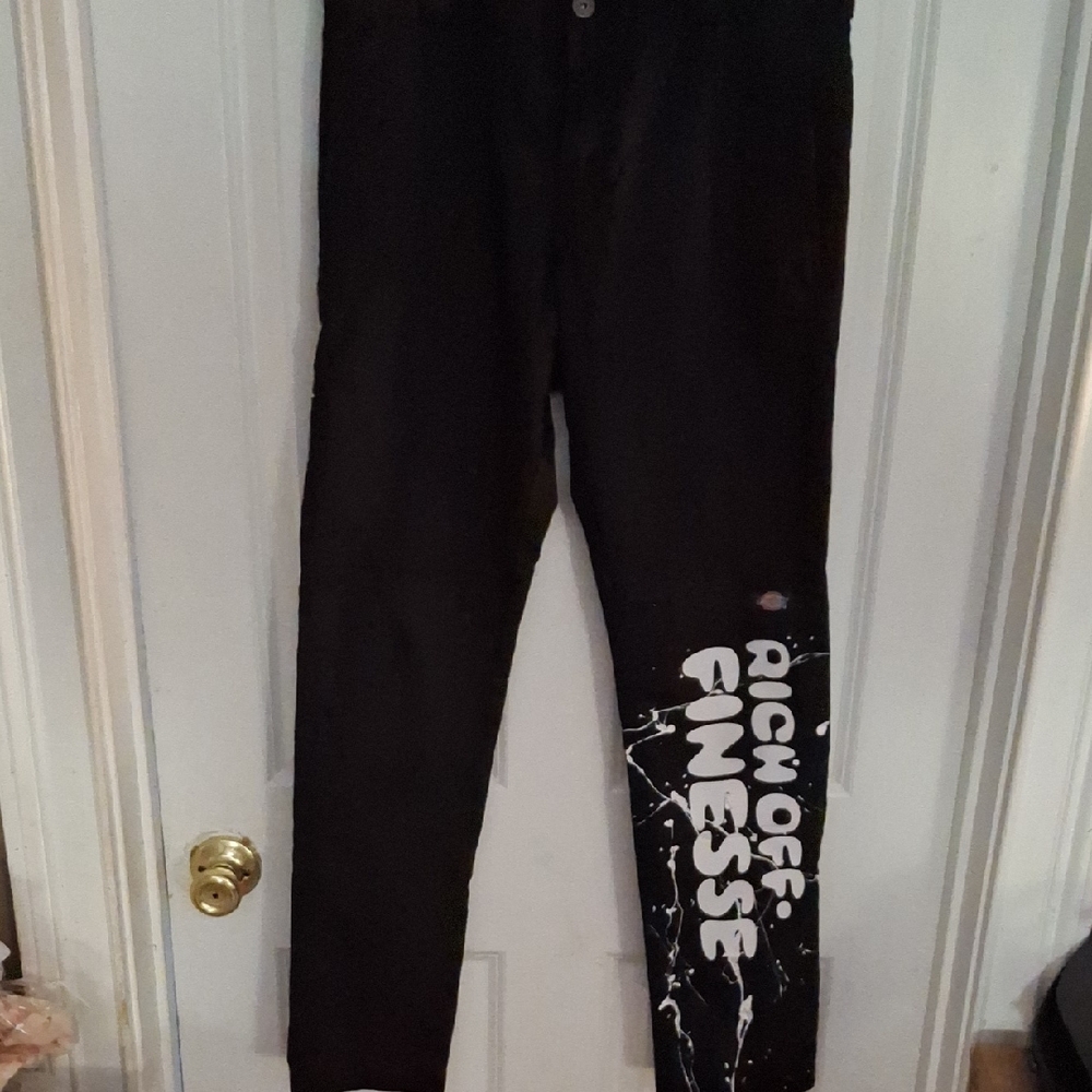 Dickies Black Pants with White Graphic - Picture 1 of 15